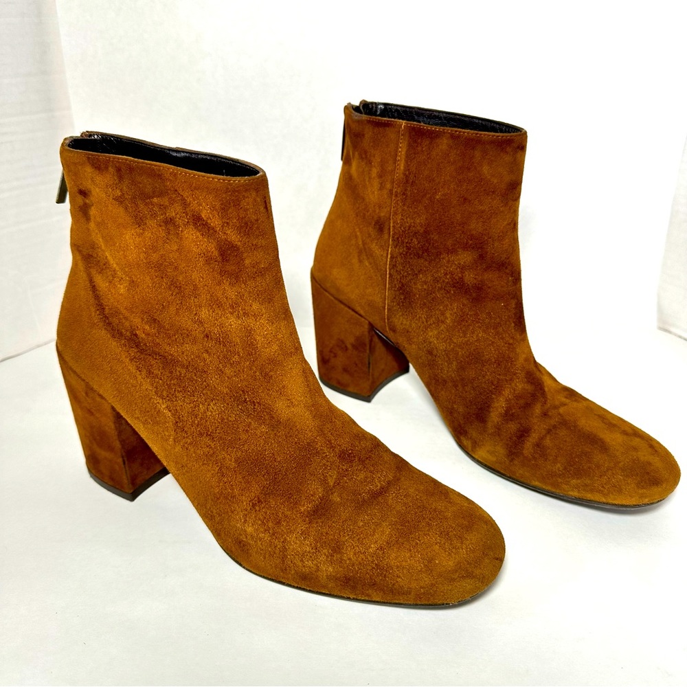 Stuart Weitzman Suede Ankle Boots in Cognac Brown